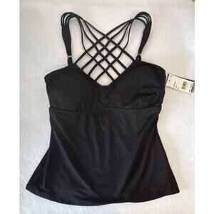 Kenneth Cole‎ Tankini Top Medium Black Resort Cruise Beach Pool Vacation